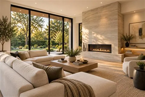 Wide view of main entertaining spaces